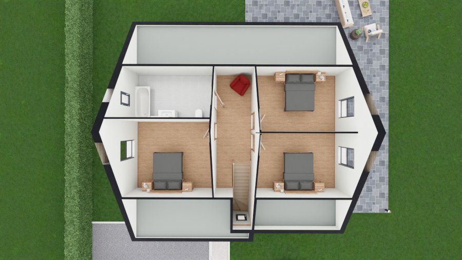 Plan de maison à étage 4 chambres Estran - étage