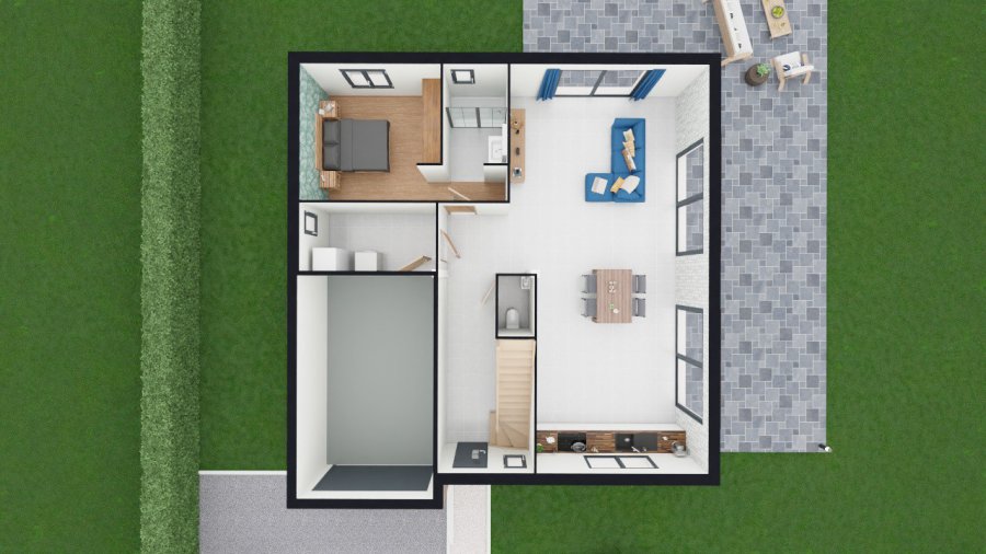 Plan de maison à étage 4 chambres Estran - rdc