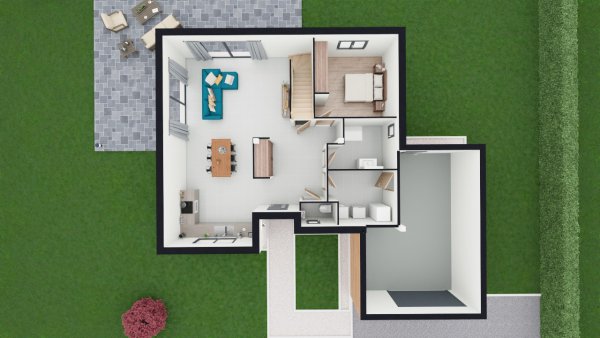 Plan de maison à étage 4 chambres Mascaret - rdc